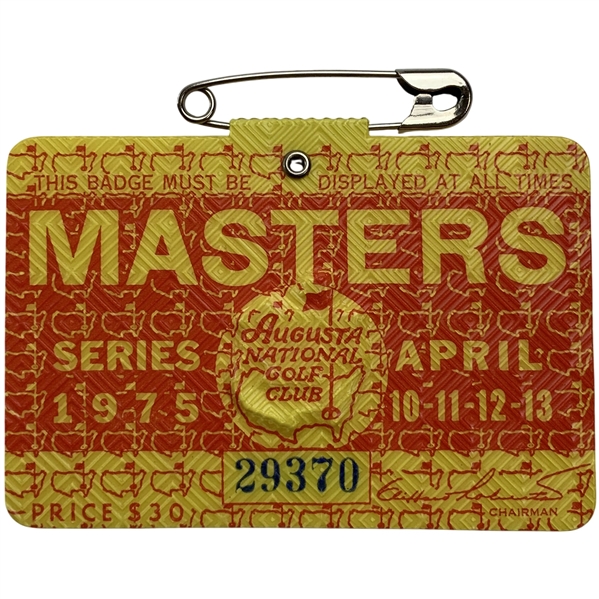 1975 Masters Tournament SERIES Badge #29370 - Jack Nicklaus Winner