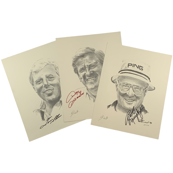 Tom Shaw, Doug Sanders, and Bob Murphy Signed William Van Zandt Offset Lithographs JSA ALOA
