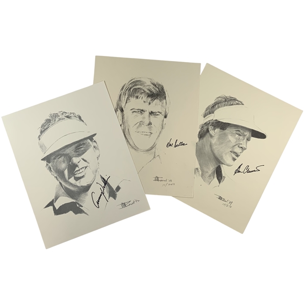 Crenshaw, Sutton & Wadkins Signed William Van Zandt Limited Edition Golf Portraits JSA ALOA