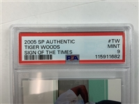 2005 Upper Deck SP Authentic Golf Tiger Woods Sign of the Times Autograph Card #TW PSA 9 Mint