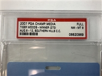 2007 PGA Championship Tiger Woods Winner Full Media Credential Badge PSA 8 NM-MT