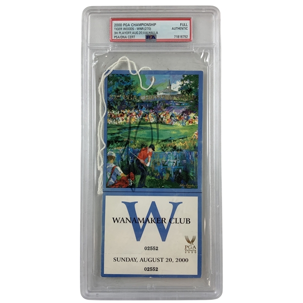 Tiger Woods Signed 2000 PGA Championship Full Final Rd Sunday Ticket PSA - POP 1!