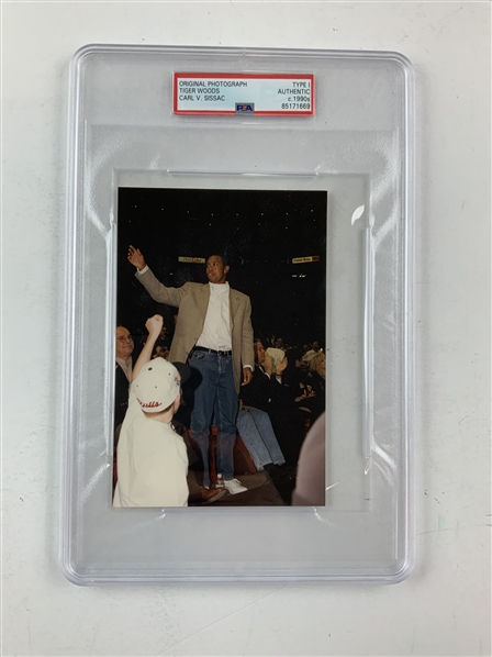 PSA Type I Tiger Woods Original Photograph by Chicago Bulls Team Photographer Carl V. Sissac c. 1990s