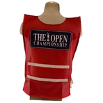 Tiger Woods Signed 1997-2002 Open Championship Red Caddie Bib on 'WOODS' Nameplate JSA ALOA
