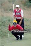 Tiger Woods Signed 1997-2002 Open Championship Red Caddie Bib on 'WOODS' Nameplate JSA ALOA