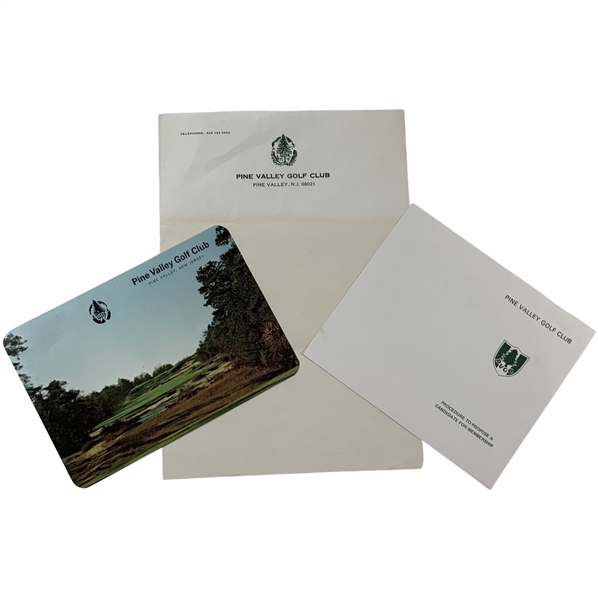 A Trio of Pine Valley Golf Club Ephemera including Scorecard, Membership Procedure, and Letterhead