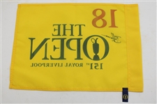 Brian Harman Signed 2023 The Open Championship at Royal Liverpool Yellow Screen Flag JSA ALOA