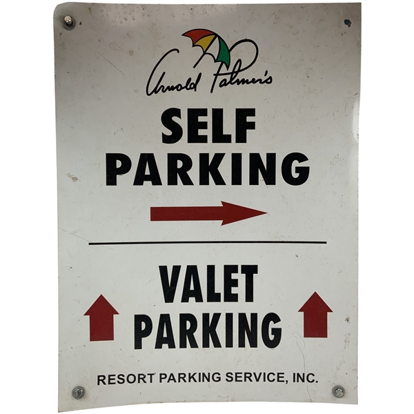 Vintage Arnold Palmer Metal Self and Valet Parking Directional Sign