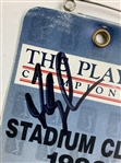 Fred Couples Signed 1996 Players Championship Stadium Club Badge And Augusta National Scorecard JSA ALOA