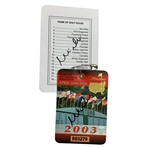 Mike Weir Signed 2003 Masters Tournament SERIES Badge & Augusta National Scorecard JSA ALOA