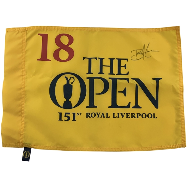Brian Harmon Signed 2023 Open Championship At Royal Liverpool Flag JSA ALOA