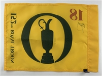 Xander Schauffele Signed 2024 The Open at Royal Troon Yellow Screen Flag JSA ALOA