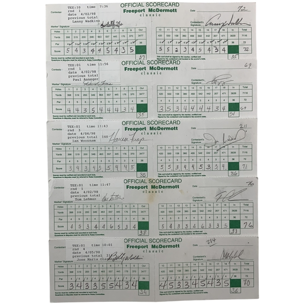 Azinger, Woosnam, Lehman & Seven Others Signed 1998 Freeport McDermott Classic Official PGA Tour Scorecards