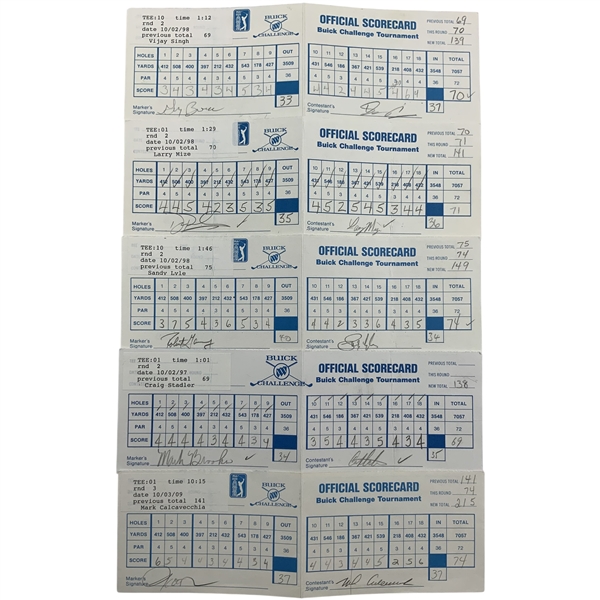 Singh, Mize, Stadler & Seven Others Signed Official Buick Challenge PGA Tour Tournament Used Scorecards