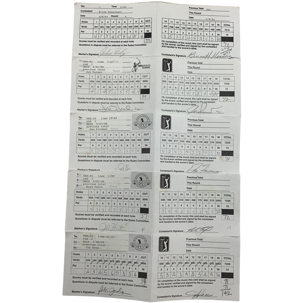 Haas, Faxon, Forsman & Seven Others Signed Official PGA Tour Scorecards from the BellSouth Classic 1994-1999