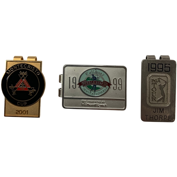 (3) Jim Thorpe Golf Tournament Contestant Money Clips 1995-2001