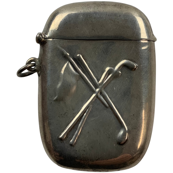 Antique Sterling Silver Match Safe with Golfing Motif