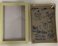 Vintage Augusta National Golf Club Bobby Jones Commemorative Glass Tray with Original Box
