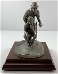 1972 Philip Kraczkowski Hudson Pewter Golf Scene Sculpture on Wooden Base