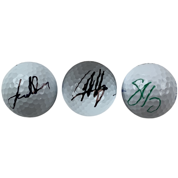 Spieth, Morikawa & Lowry Signed Titleist Golf Balls JSA ALOA