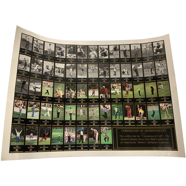 Champions of Golf The Masters Collection 1934-1996 Uncut Card Sheet