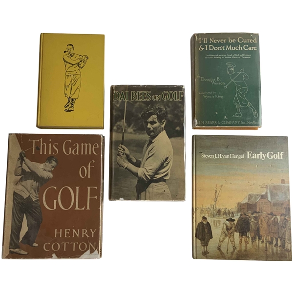 A Collection of Five Books on Golf History and Instruction. Various Publishers, 1928-1985. (One Signed) (DJs)
