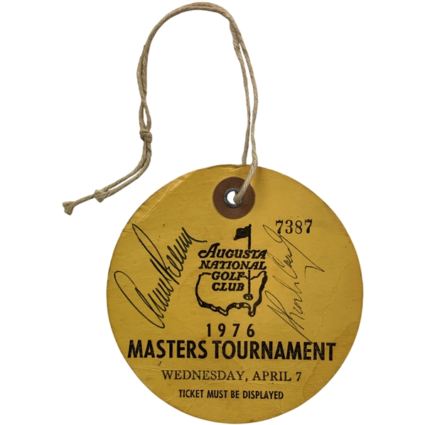 Palmer, Casper, Coody & Broadcast Legends Signed 1976 Masters Par 3 Wednesday Ticket #7387 JSA ALOA