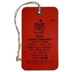 1959 Masters Tournament 2nd Rd Ticket #510 w/ Original String - Jack Nicklaus Masters Debut