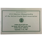 1961 US Amateur at Pebble Beach Official Scorecard - Jack Nicklaus 2nd U.S. Amateur Win 