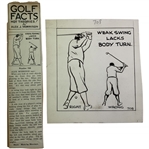 Alex J. Morrison Original Golf Instructional Illustration and Corresponding Newspaper Clipping