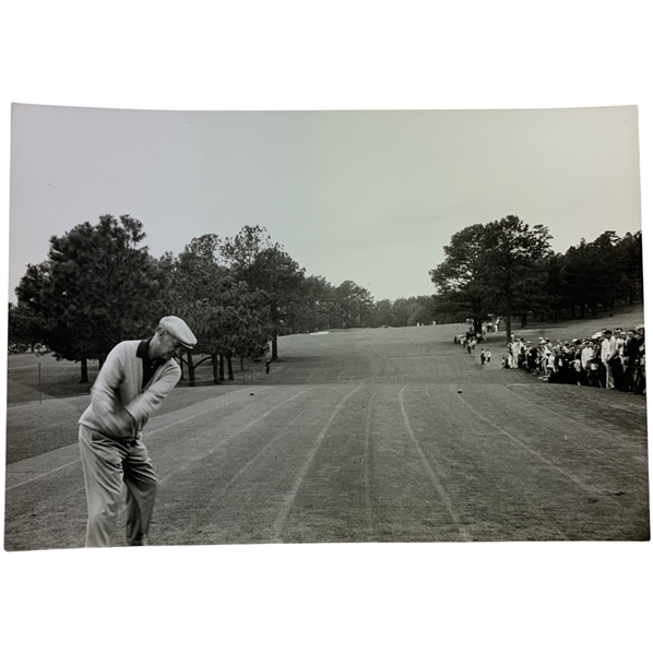 Original Vintage Black and White Photograph of Ben Hogan in Mid-Swing