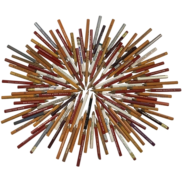 A Collection of Approximately 95 Vintage Promotional Golf Pencils from Various Clubs and Resorts