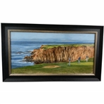 Original Pebble Beach 8th Hole at Oil Painting Signed by Artist Robert Fletcher - Framed