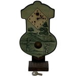 Lux Clock Manufacturing Company Golf Theme Lithographed Tin Pendulum Clock and Stand