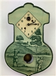Lux Clock Manufacturing Company Golf Theme Lithographed Tin Pendulum Clock and Stand