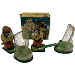 TPS Japan Tin Litho Windup Mechanical Bear Golfer Toy Set with Original Box