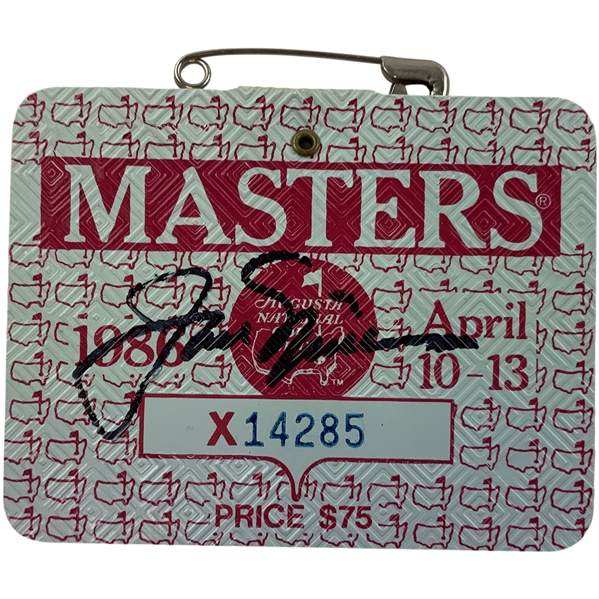 Jack Nicklaus Signed 1986 Masters Tournament SERIES Badge #X14285 JSA ALOA