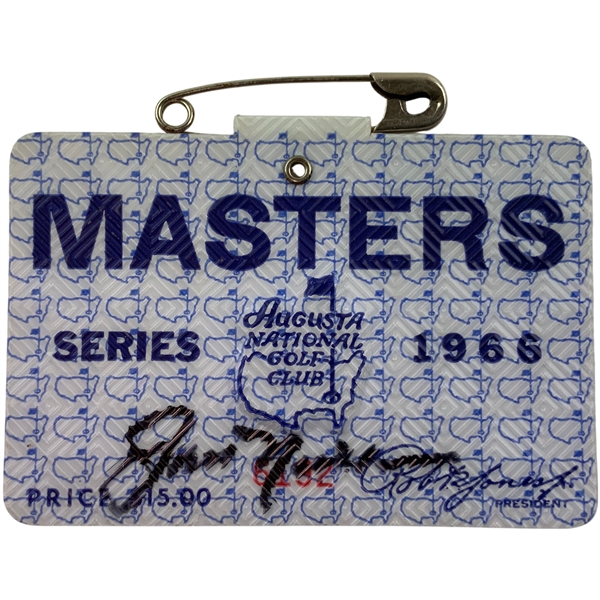 Jack Nicklaus Signed 1966 Masters Tournament SERIES Badge #6192 JSA ALOA