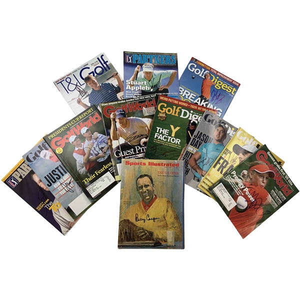A Collection of Twelve Hand-Signed Professional Golf Magazines that Include Billy Casper and Justin Thomas JSA ALOA