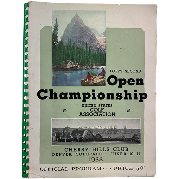 1938 US Open Championship at Cherry Hills Club Program - Ralph Guldahl Winner