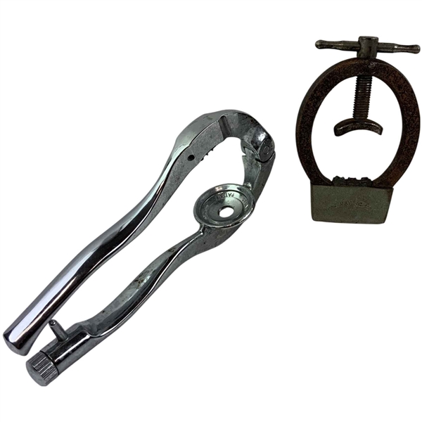 Two Vintage Handheld Golf Ball Marking Tools including A.G. Spalding and Bros and Stuart Marker