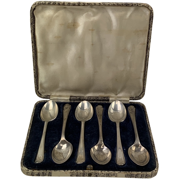A Set of Six Sterling Silver Golfing Spoons by Walker & Hall