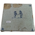 Dutch Delft Tin-Glazed Earthenware Kolf Player Tile