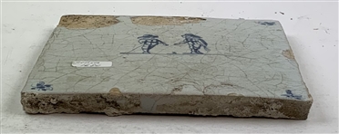 Dutch Delft Tin-Glazed Earthenware Kolf Player Tile