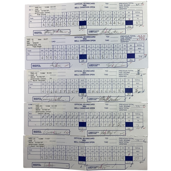 Kite, Singh, Azinger & Seven Others Signed 1997 Bell Canadian Open Official Scorecards