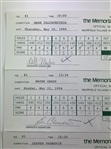 Five 1994 Memorial Tournament Official Scorecards W/ Calcavecchia, Singh, Lanny Wadkins