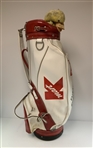 Fuzzy Zoeller's Tournament Used Kmart Red & White Staff Bag w/ Signature Duck Headcover