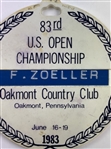 Fuzzy Zoeller's 1983 US Open Championship Contestant Bag Tag Oakmont Country Club - Mazzeo Collection