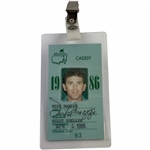 1986 Masters Tournament Caddy Identification Badge Mike Mazzeo for Fuzzy Zoeller 