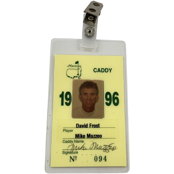 1996 Masters Tournament Davd Frost Caddy Identification Badge - Mazzeo Collection